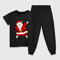 Пижама хлопковая детская Дед мороз дэб, цвет: черный