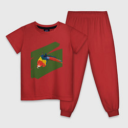 Пижама хлопковая детская Попугай в джунглях, цвет: красный