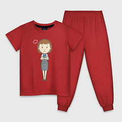 Пижама хлопковая детская Офисная леди недовольна, цвет: красный
