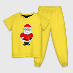 Пижама хлопковая детская Мультяшный Санта Клаус в красном костюме, цвет: желтый