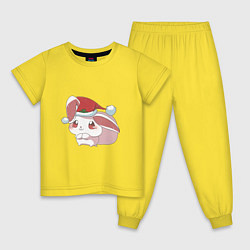 Пижама хлопковая детская Праздничный кролик, цвет: желтый