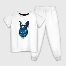 Пижама хлопковая детская Крольчиха с сережкой, цвет: белый