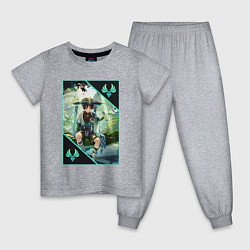 Пижама хлопковая детская Скарамучча анемо странник, цвет: меланж