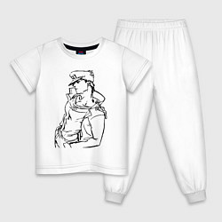 Пижама хлопковая детская Дзётаро Кудзё - герой, цвет: белый