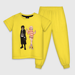 Пижама хлопковая детская Уэнсдэй и Энит, цвет: желтый