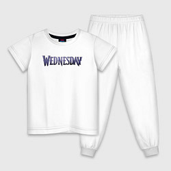 Пижама хлопковая детская Logotype Wednesday, цвет: белый