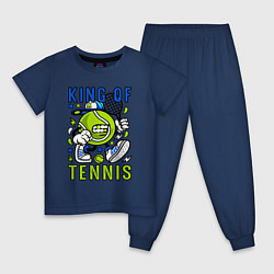 Пижама хлопковая детская Король тенниса мяч с ракеткой, цвет: тёмно-синий