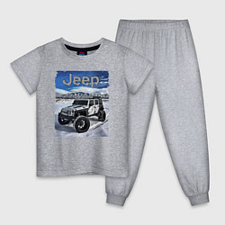 Пижама хлопковая детская Chrysler Jeep Wrangler в зимних горах, цвет: меланж