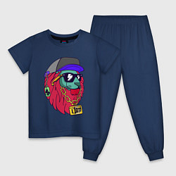 Пижама хлопковая детская Lion swag, цвет: тёмно-синий