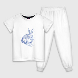 Пижама хлопковая детская Водяной кролик без фона, цвет: белый