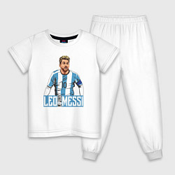 Пижама хлопковая детская Messi la pulga, цвет: белый