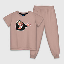 Пижама хлопковая детская Буржуй котлеты съел мем, цвет: пыльно-розовый