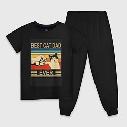 Пижама хлопковая детская Лучший кошачий папа на свете, цвет: черный