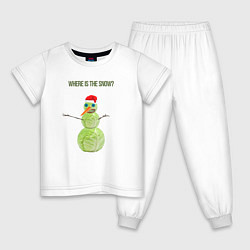 Пижама хлопковая детская Снеговичок - Капустовичок, цвет: белый