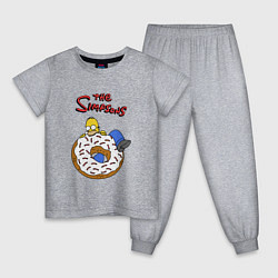 Пижама хлопковая детская Гомер на пончике, цвет: меланж
