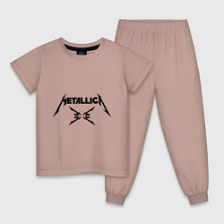 Пижама хлопковая детская Metallica, цвет: пыльно-розовый