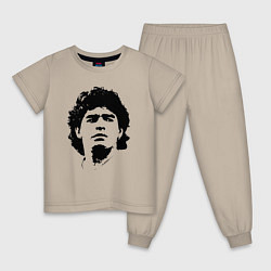 Пижама хлопковая детская Face Maradona, цвет: миндальный