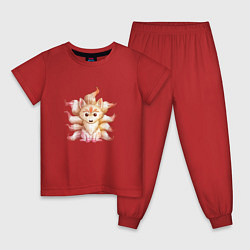 Пижама хлопковая детская Милый девятихвостый демон, цвет: красный