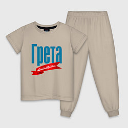 Пижама хлопковая детская Грета - limited edition, цвет: миндальный