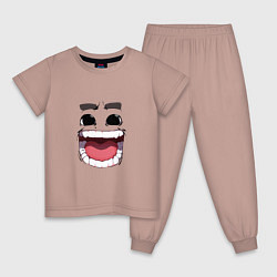 Пижама хлопковая детская Funny smile, цвет: пыльно-розовый
