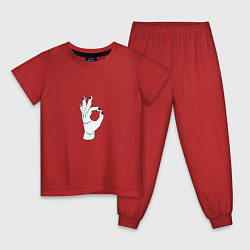Пижама хлопковая детская Вещь Аддамс жест окей, цвет: красный