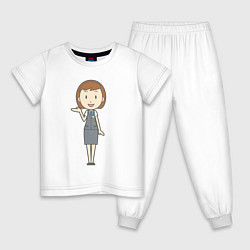 Пижама хлопковая детская Офисная леди показывает, цвет: белый
