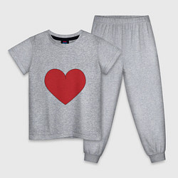 Пижама хлопковая детская Сердце в стиле минимализм, цвет: меланж
