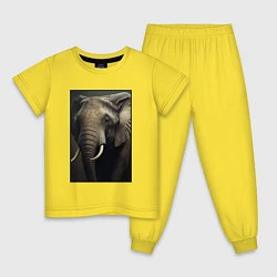 Пижама хлопковая детская Портрет слона, цвет: желтый
