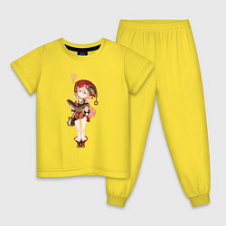 Пижама хлопковая детская Янь Фей задумалась, цвет: желтый
