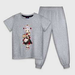 Пижама хлопковая детская Ноэлль угощает панкейками, цвет: меланж