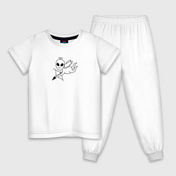 Пижама хлопковая детская Пришелец купидон с луком и стрелой, цвет: белый