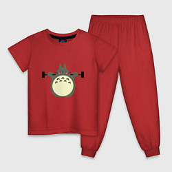 Пижама хлопковая детская Тоторо на спорте, цвет: красный