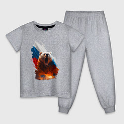 Пижама хлопковая детская Злой русский медведь, цвет: меланж