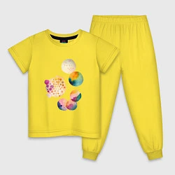 Пижама хлопковая детская Цветные пятна - абстракция, цвет: желтый