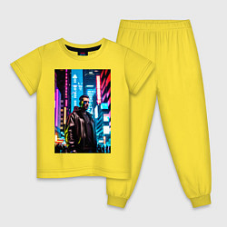 Пижама хлопковая детская Синтвейв Cyberpunk 2, цвет: желтый