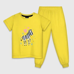 Пижама хлопковая детская Влюбленная зебра, цвет: желтый