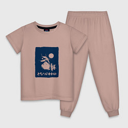 Пижама хлопковая детская Тоторо и друзья, цвет: пыльно-розовый