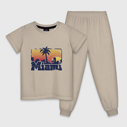 Пижама хлопковая детская Beach of Miami, цвет: миндальный