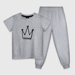 Пижама хлопковая детская Черная корона, цвет: меланж