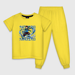 Пижама хлопковая детская Танджиро Камадо в сражении, цвет: желтый
