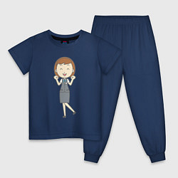 Пижама хлопковая детская Офисная леди рада, цвет: тёмно-синий
