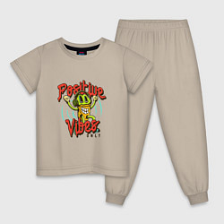 Пижама хлопковая детская Positive vibes only phrase, цвет: миндальный