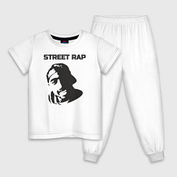 Пижама хлопковая детская Street style, цвет: белый