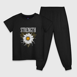 Пижама хлопковая детская Strength, цвет: черный
