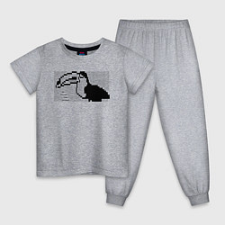Пижама хлопковая детская Le toucan has arrived - Twitch ASCII art, цвет: меланж