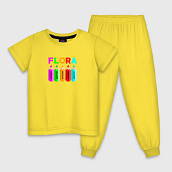 Пижама хлопковая детская Цвет букв слова флора, цвет: желтый