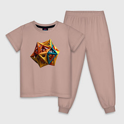 Пижама хлопковая детская Геометрический многоугольник, цвет: пыльно-розовый