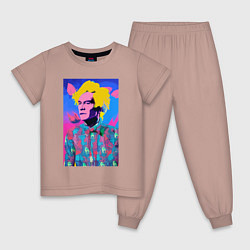Пижама хлопковая детская Andy Warhol - self-portrait - pop art, цвет: пыльно-розовый