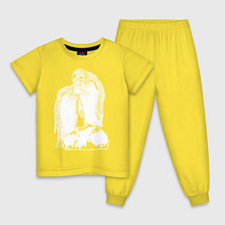 Пижама хлопковая детская Белая пара пингвинов, цвет: желтый