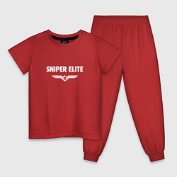 Пижама хлопковая детская Sniper elite - logo, цвет: красный